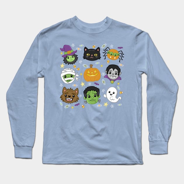 Spooky Cute Doodles Long Sleeve T-Shirt by beckadoodles